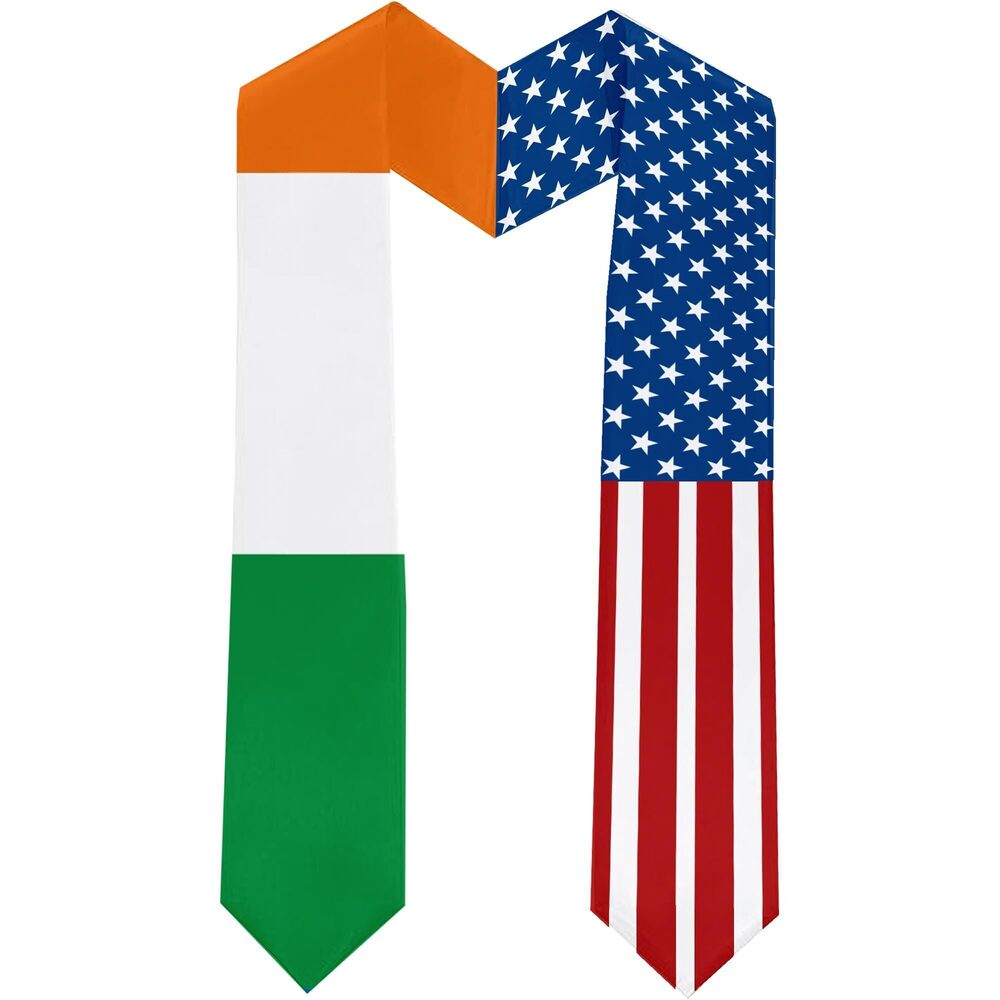1616 2025 Ireland Flag and USA Flag Graduation Stole Graduation Sash